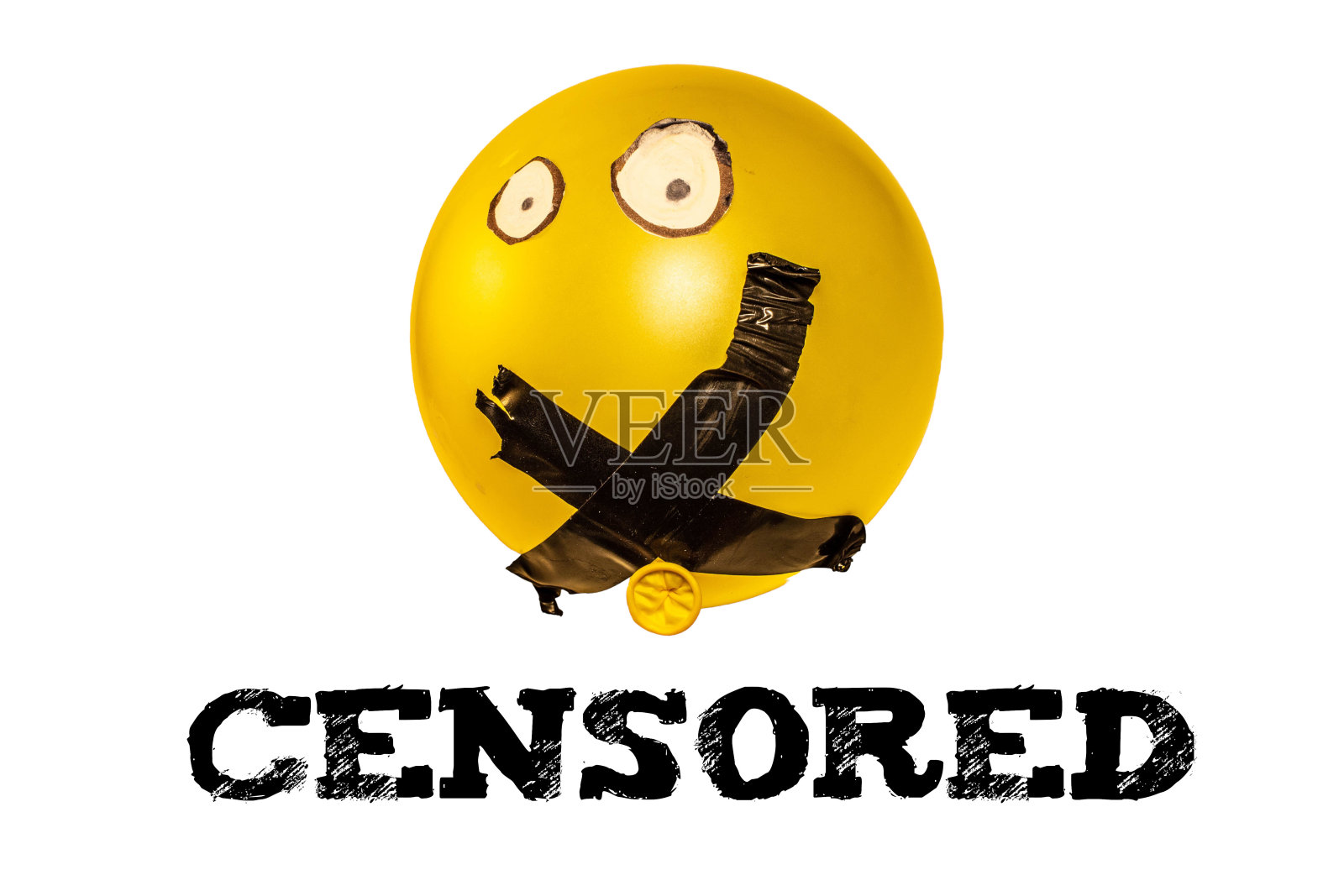 沉默的表情。审查的气球。言论自由照片摄影图片