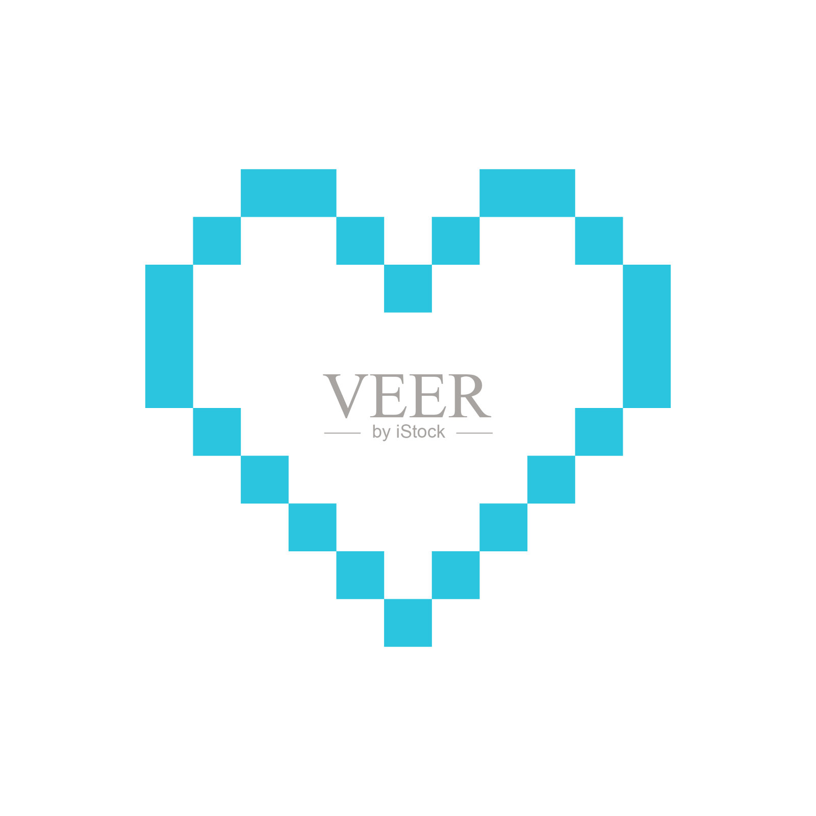 像素化心形图标白色背景插画图片素材