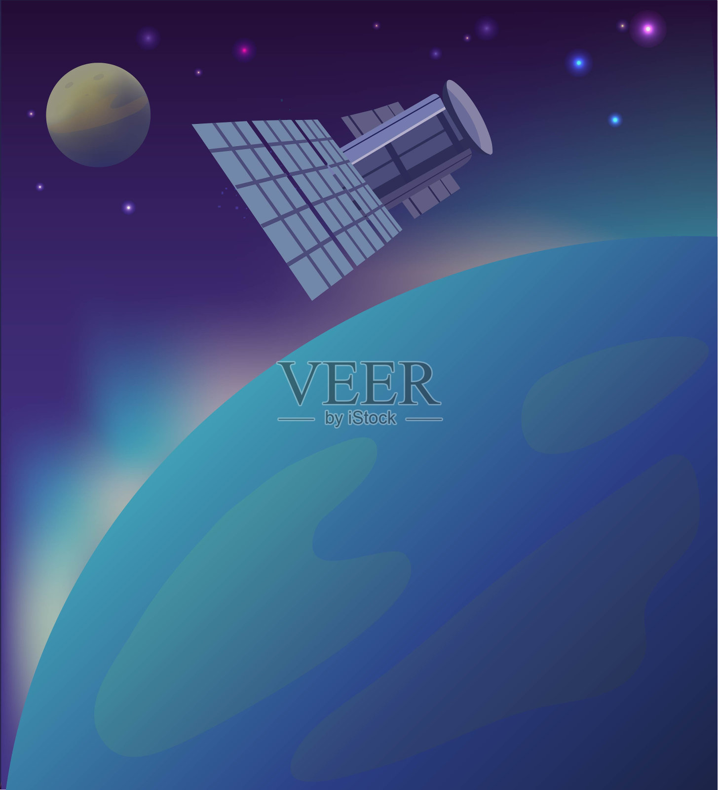 矢量插图的空间，恒星，卫星和行星插画图片素材