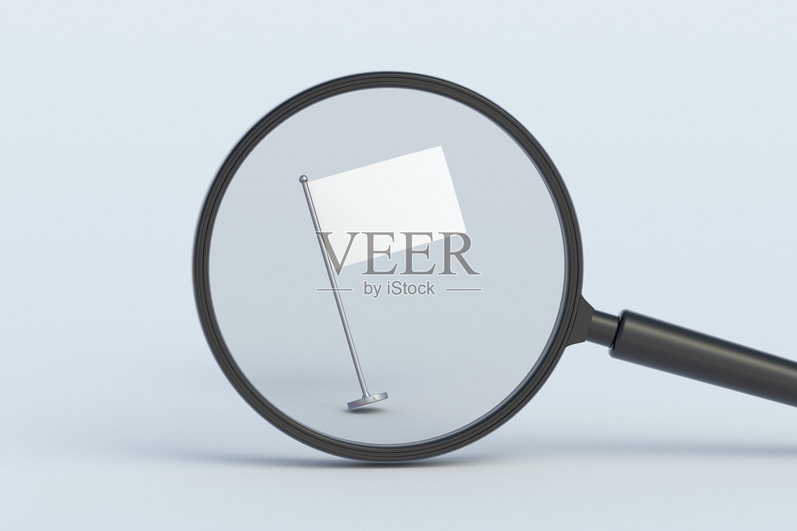 放大镜后面的桌旗。三维渲染照片摄影图片