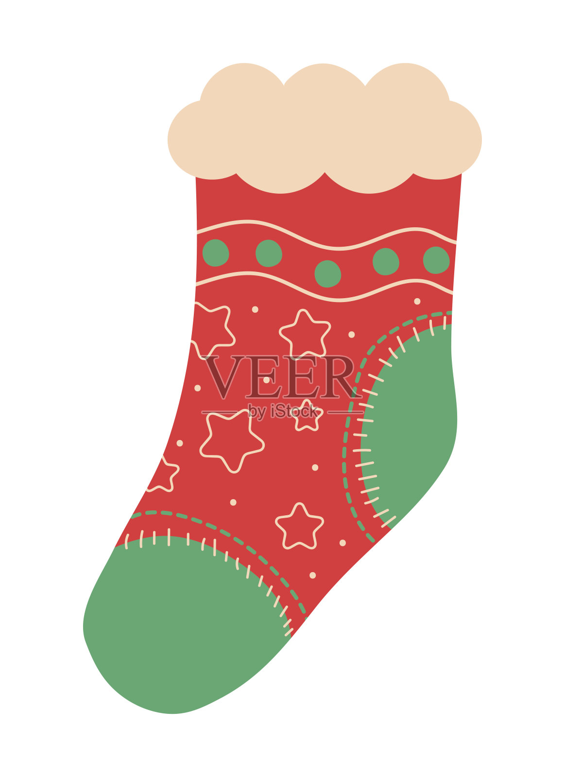 圣诞袜子装饰图标孤立插画图片素材