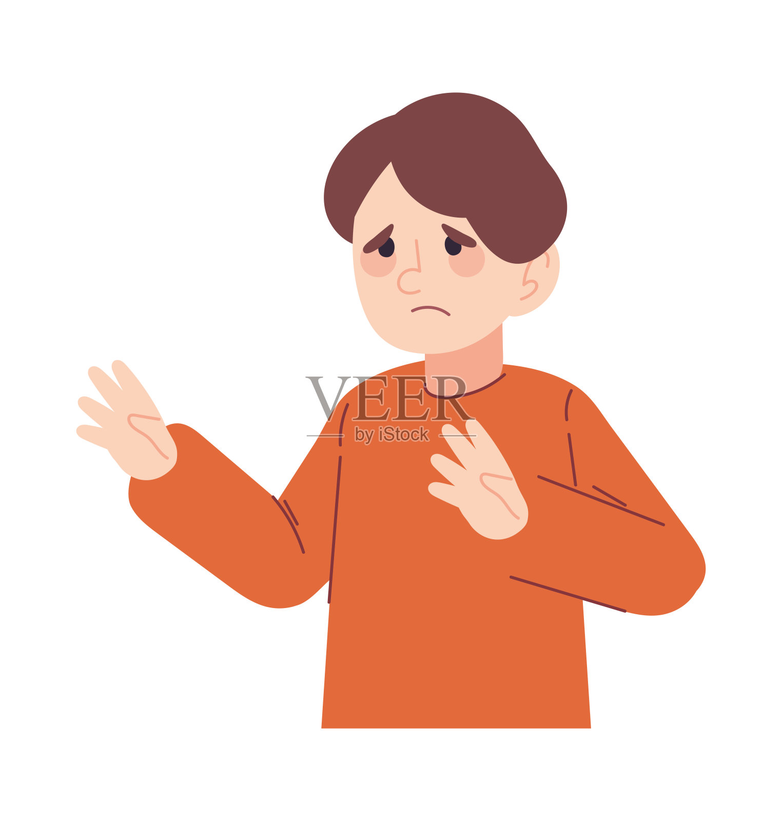 悲伤的年轻人孤立的图标插画图片素材