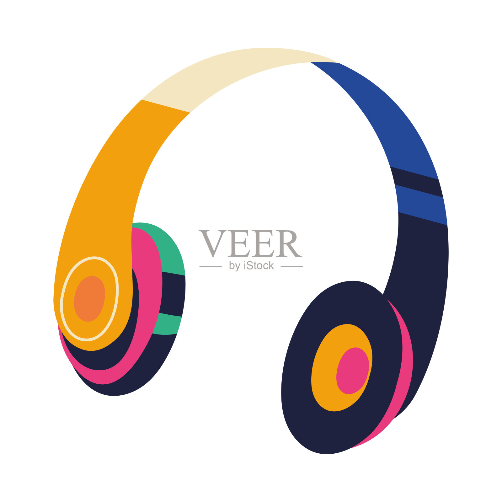 耳机90年代流行艺术偶像孤立插画图片素材