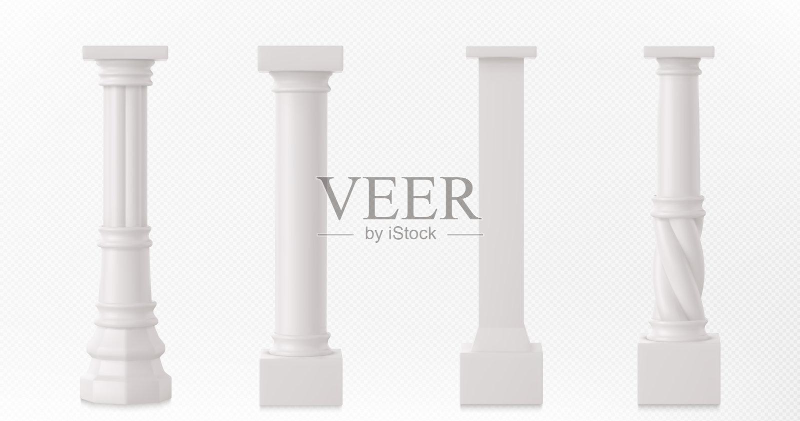 用白粘土制成的古罗马圆柱。插画图片素材