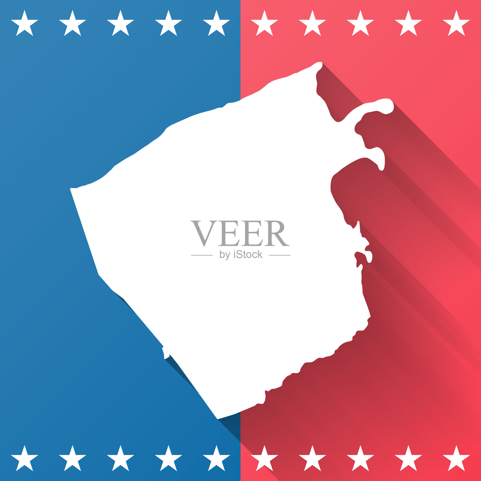 弗吉尼亚州普拉斯基县。地图在蓝色和红色的背景插画图片素材