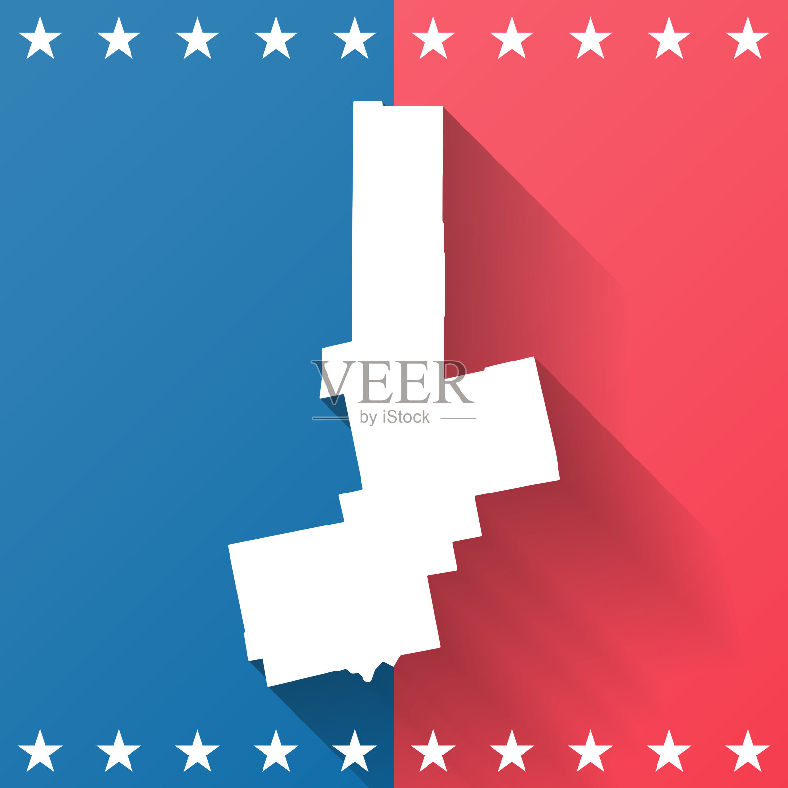 缅因州佩诺布斯科特县。地图在蓝色和红色的背景插画图片素材