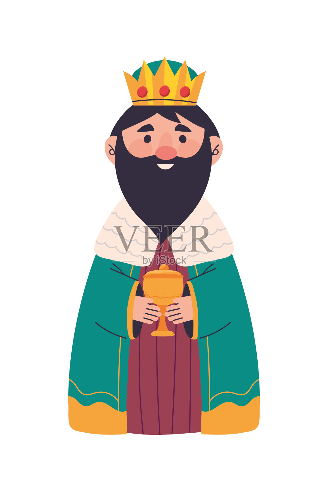 明智的加斯帕国王在主显节有礼物插画图片素材