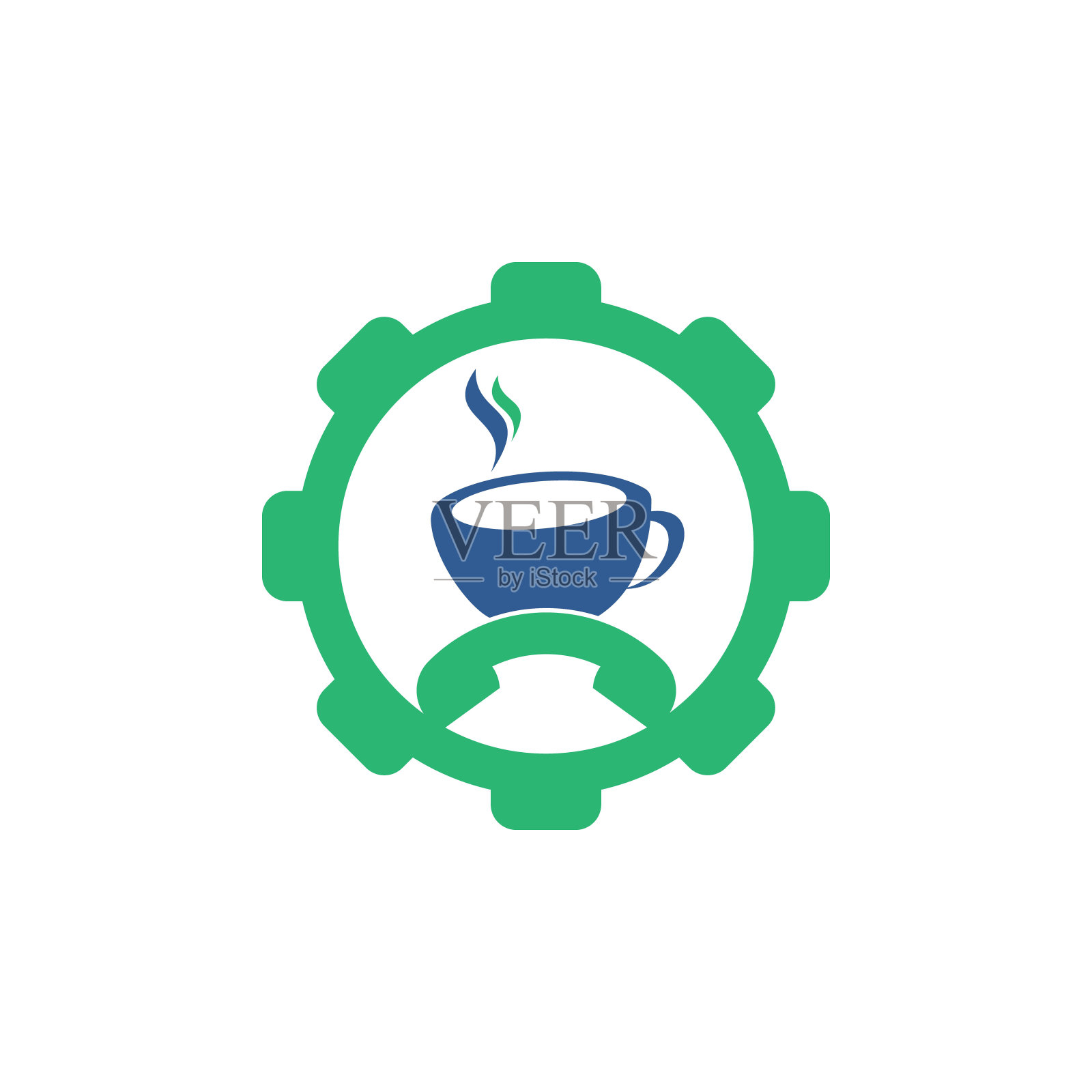 咖啡叫齿轮形状概念矢量标志设计。插画图片素材