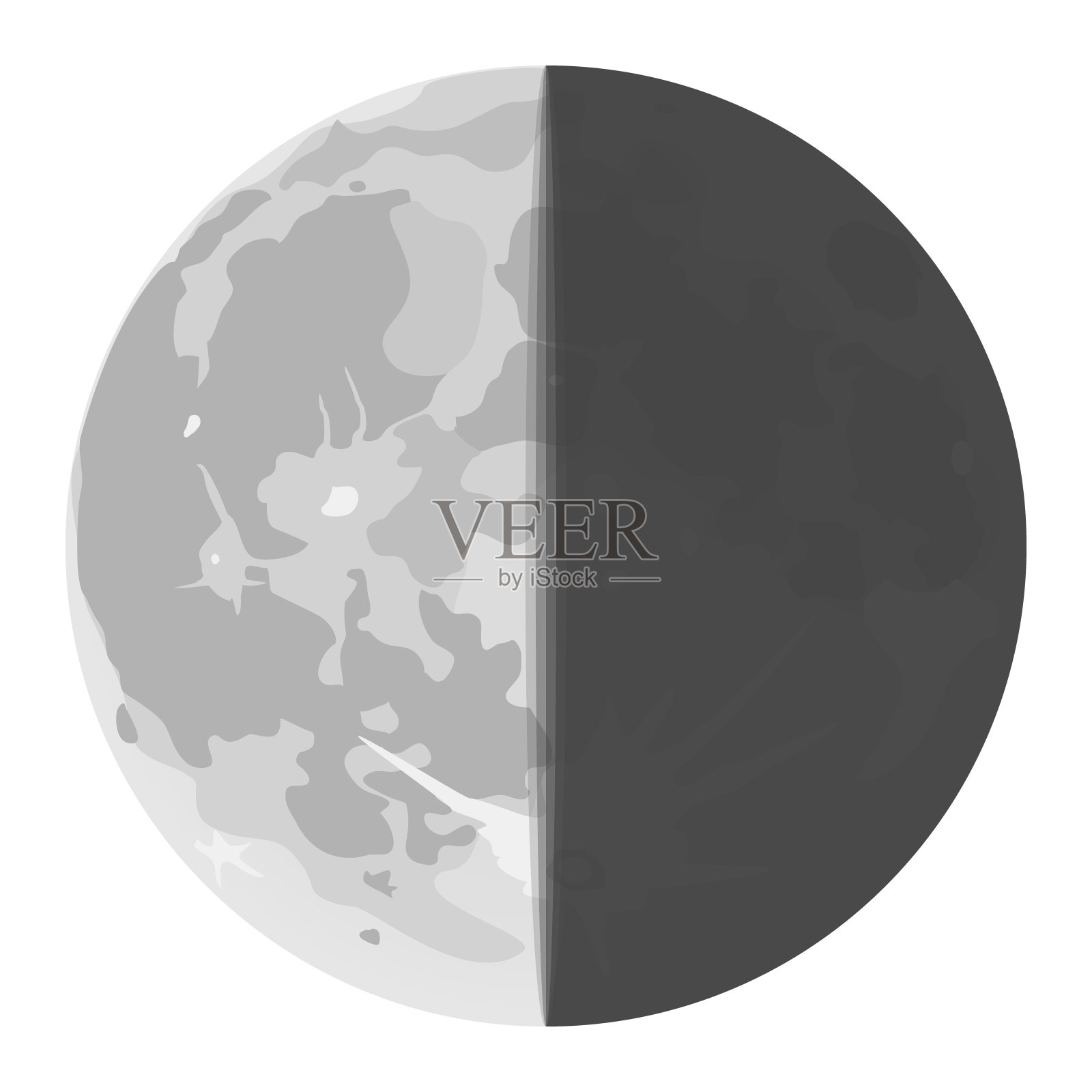 残月。最后一个月。月亮的一半。插画图片素材