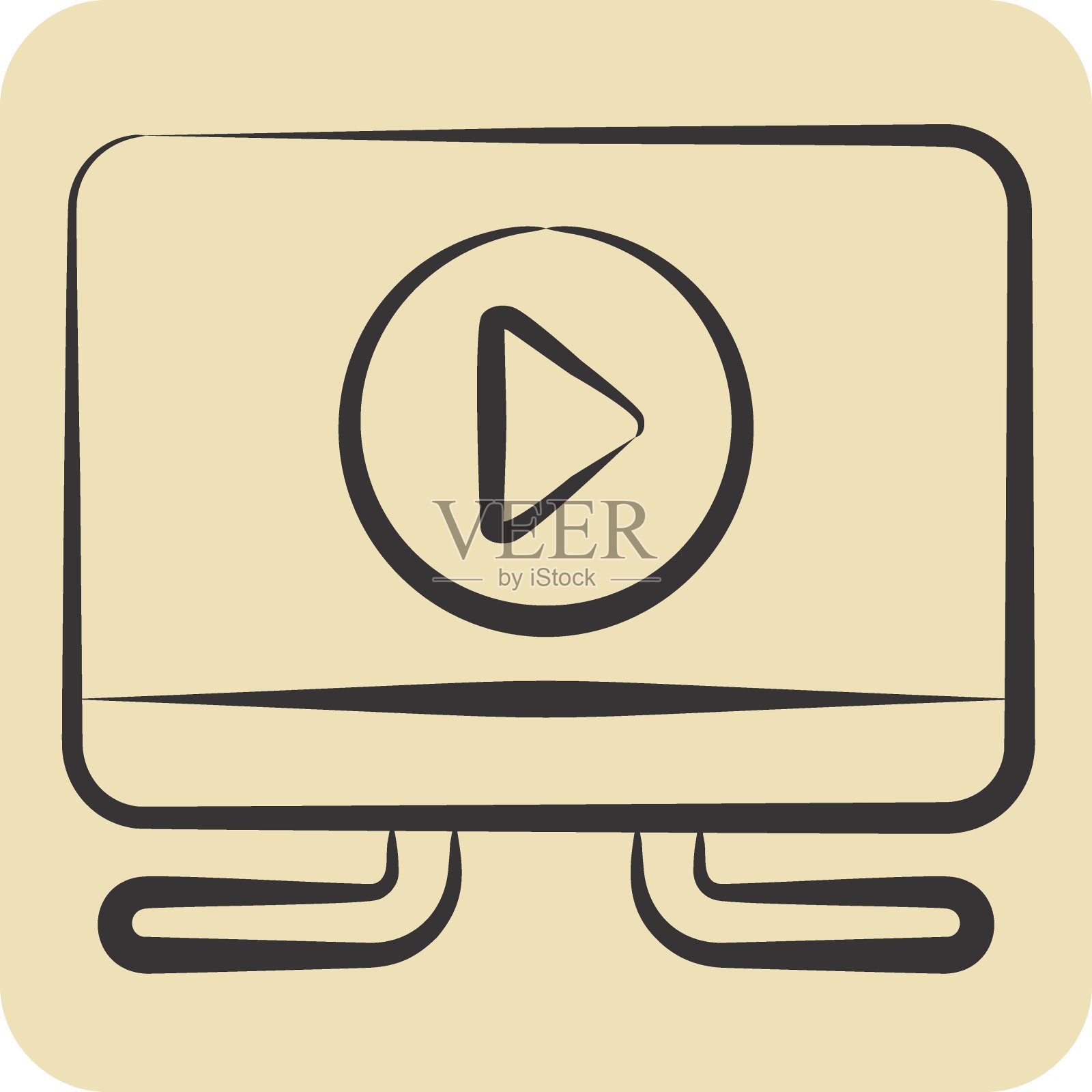 Icon高清电视。与娱乐有关的符号。手绘风格。简单的设计说明插画图片素材