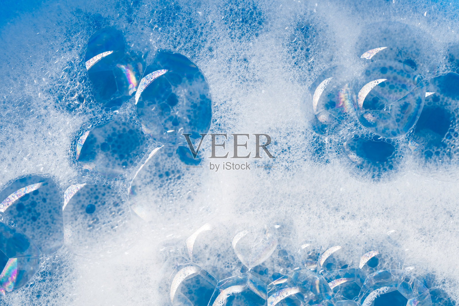 肥皂泡沫特写(蓝色)照片摄影图片