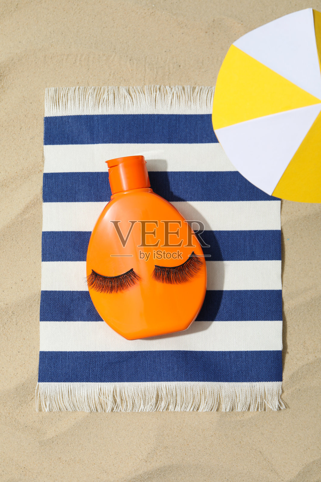 夏日护肤配饰概念，俯视图照片摄影图片