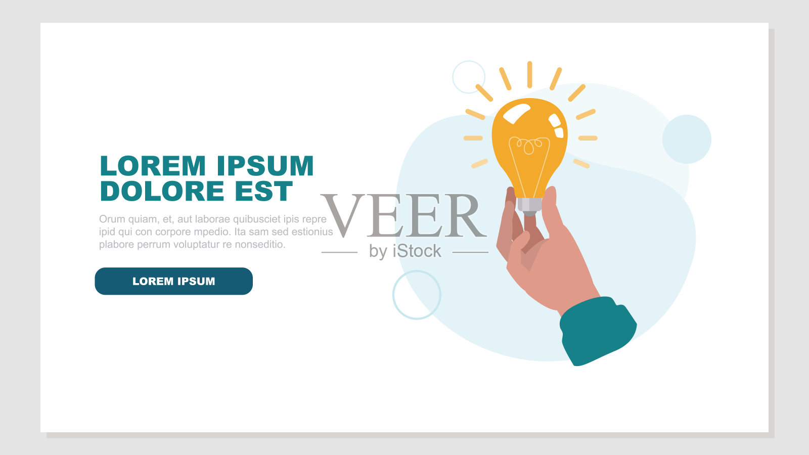 矢量插图的手拿着一个发光的灯泡，代表一个优秀的想法-灵感和创新的概念插画图片素材