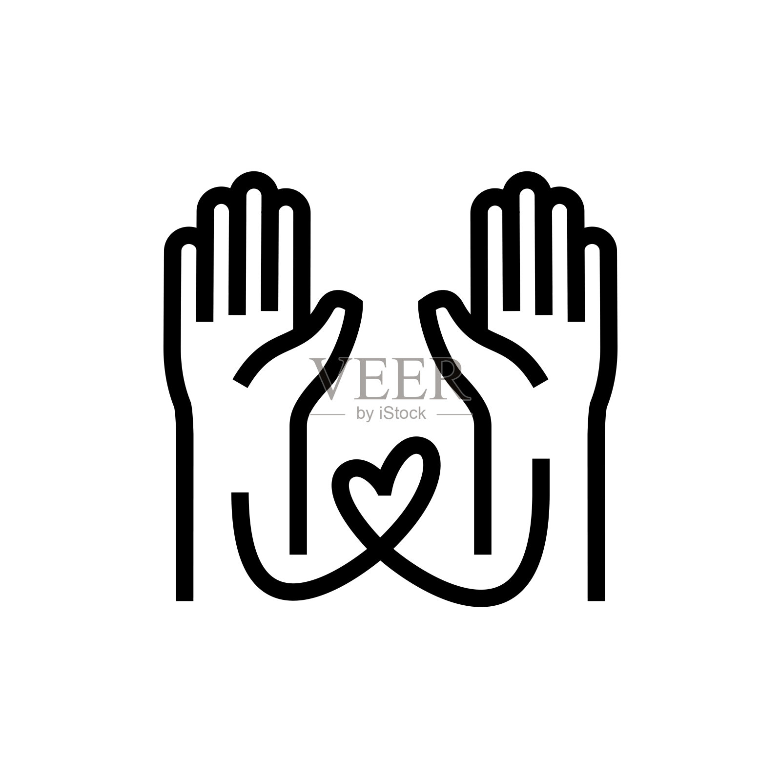 捐赠线图标。献血，慈善和捐赠，志愿者，伸出援助之手，给予，医院，病人，器官捐赠。插画图片素材