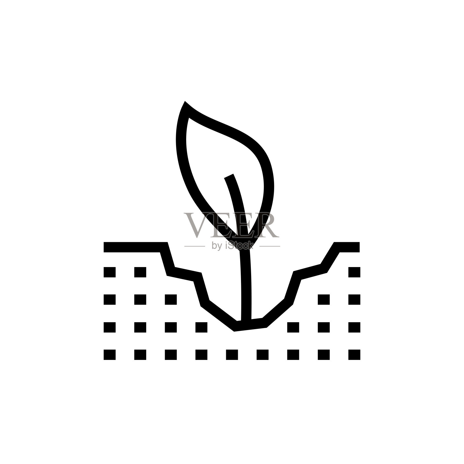 植物栽培线图标。农业，农业，植物学，树叶。插画图片素材