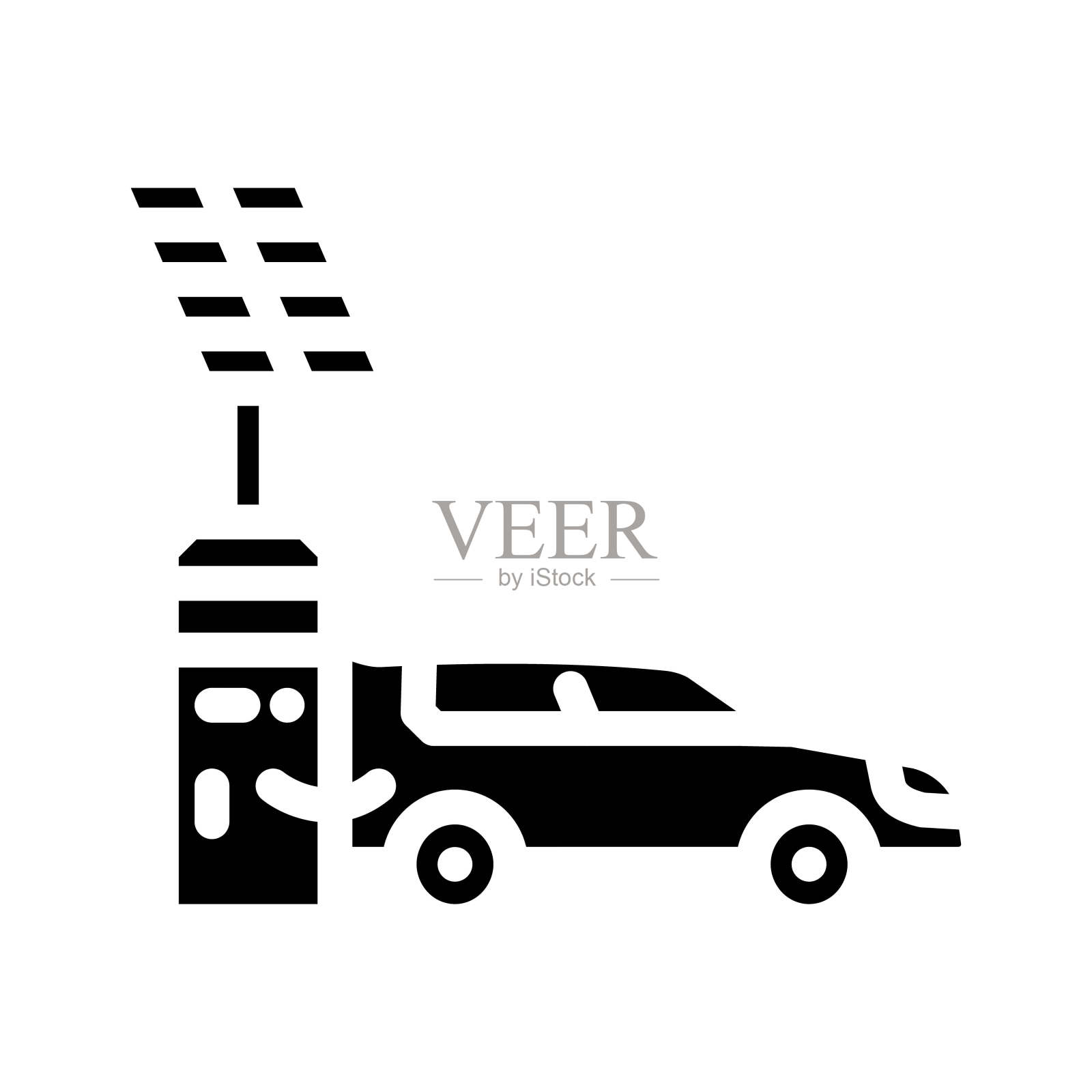 充电站太阳能电池板字形图标矢量插图插画图片素材