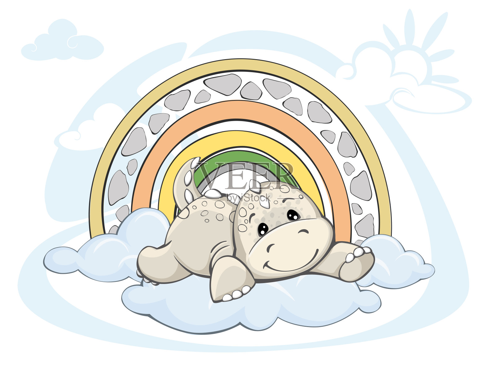 恐龙云彩虹矢量剪贴画插画图片素材