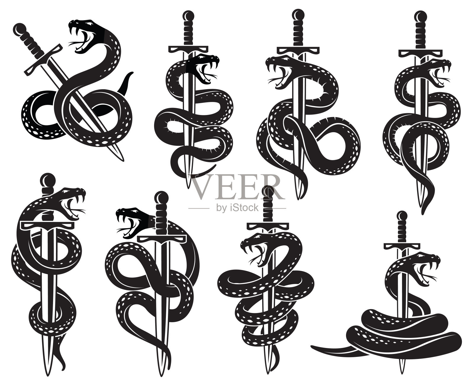 蛇剑套装插画图片素材