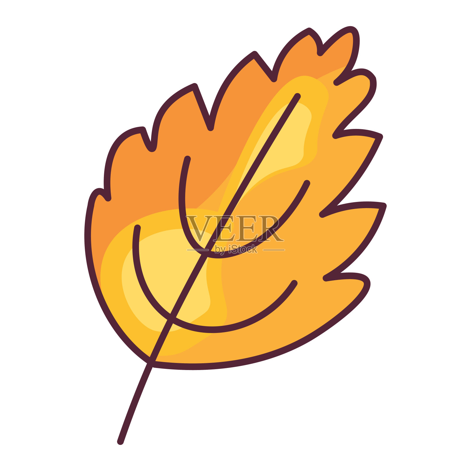 秋天的树宽叶子叶子抚摸插图插画图片素材