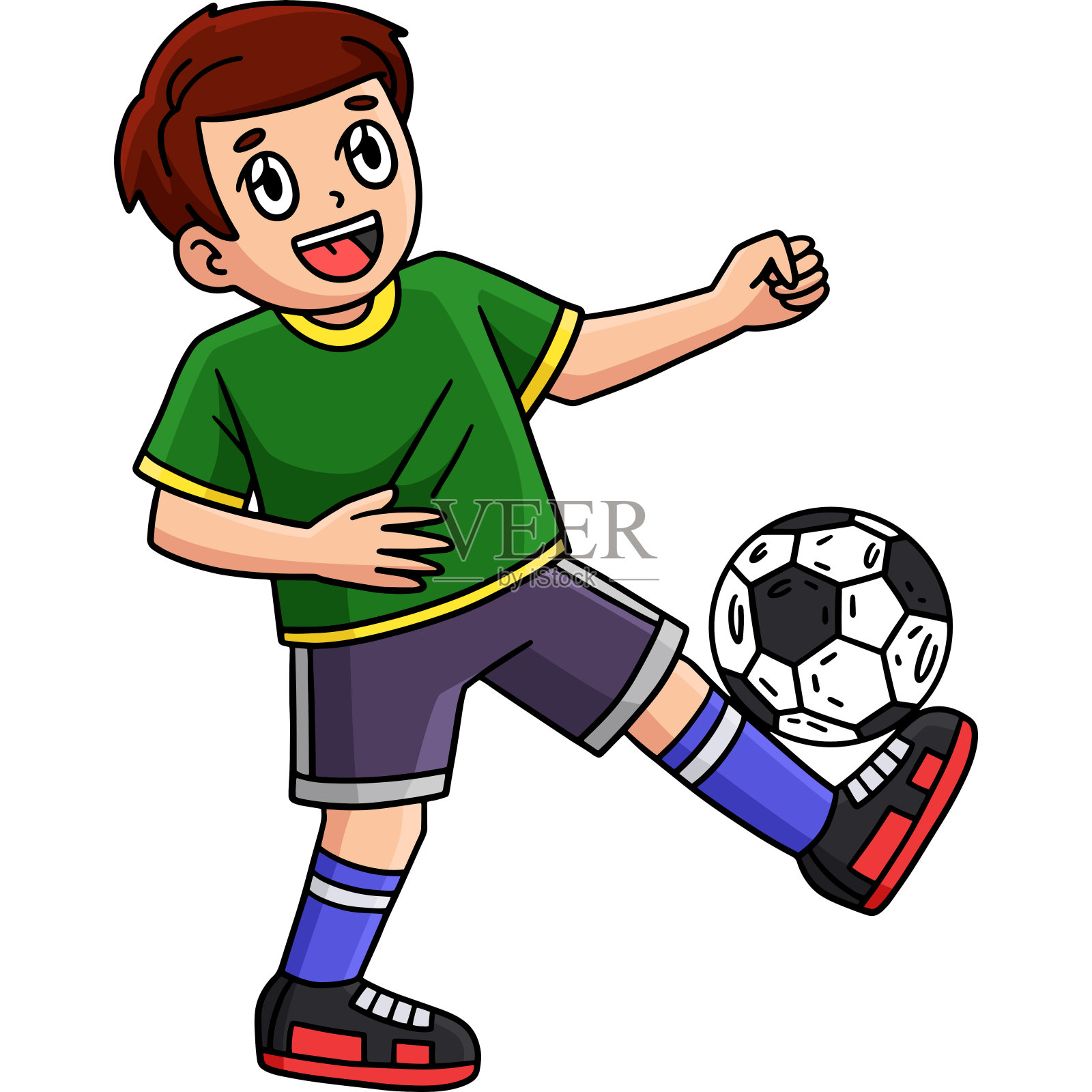 男孩平衡足球脚卡通剪贴画插画图片素材