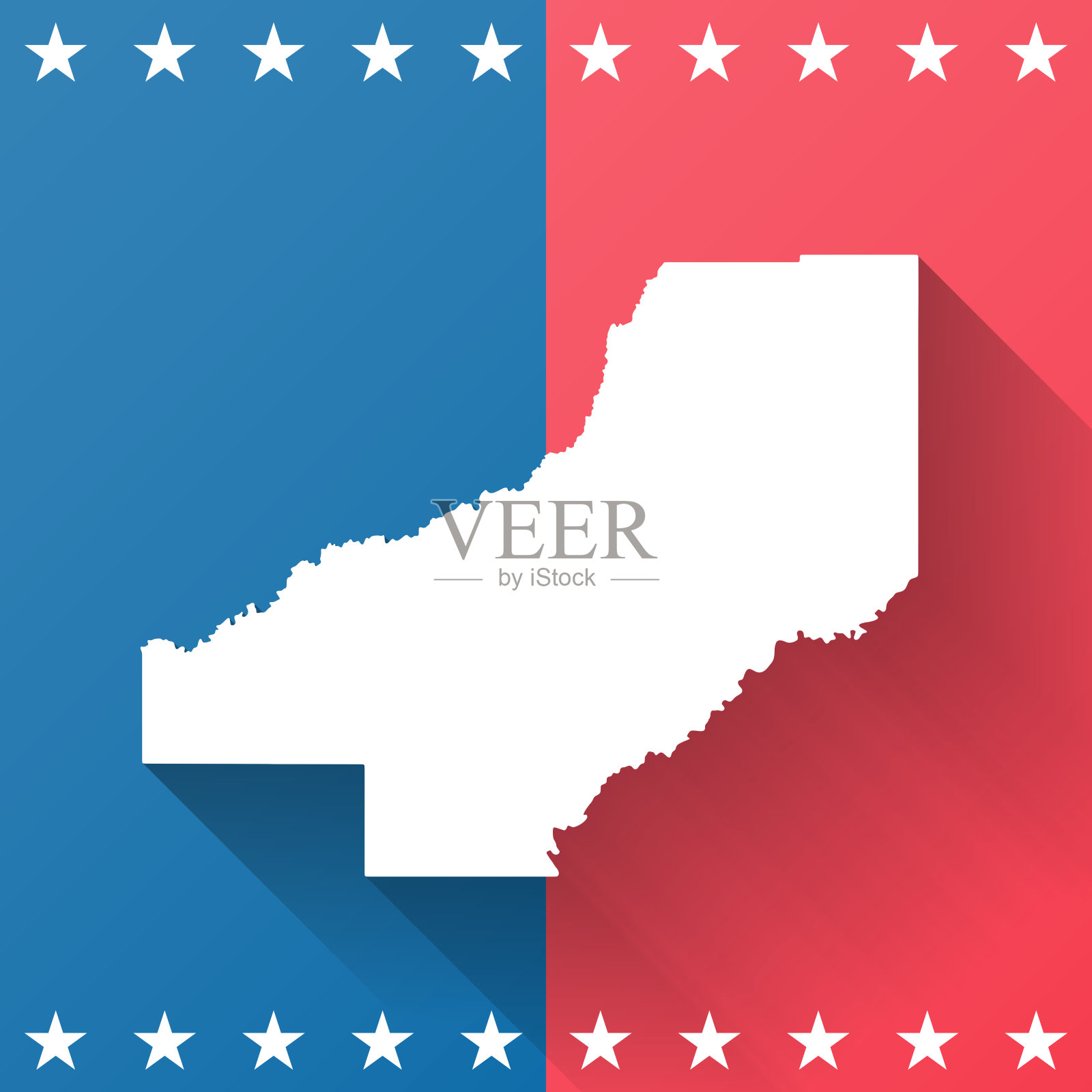 麦迪逊县，密西西比。地图在蓝色和红色的背景插画图片素材