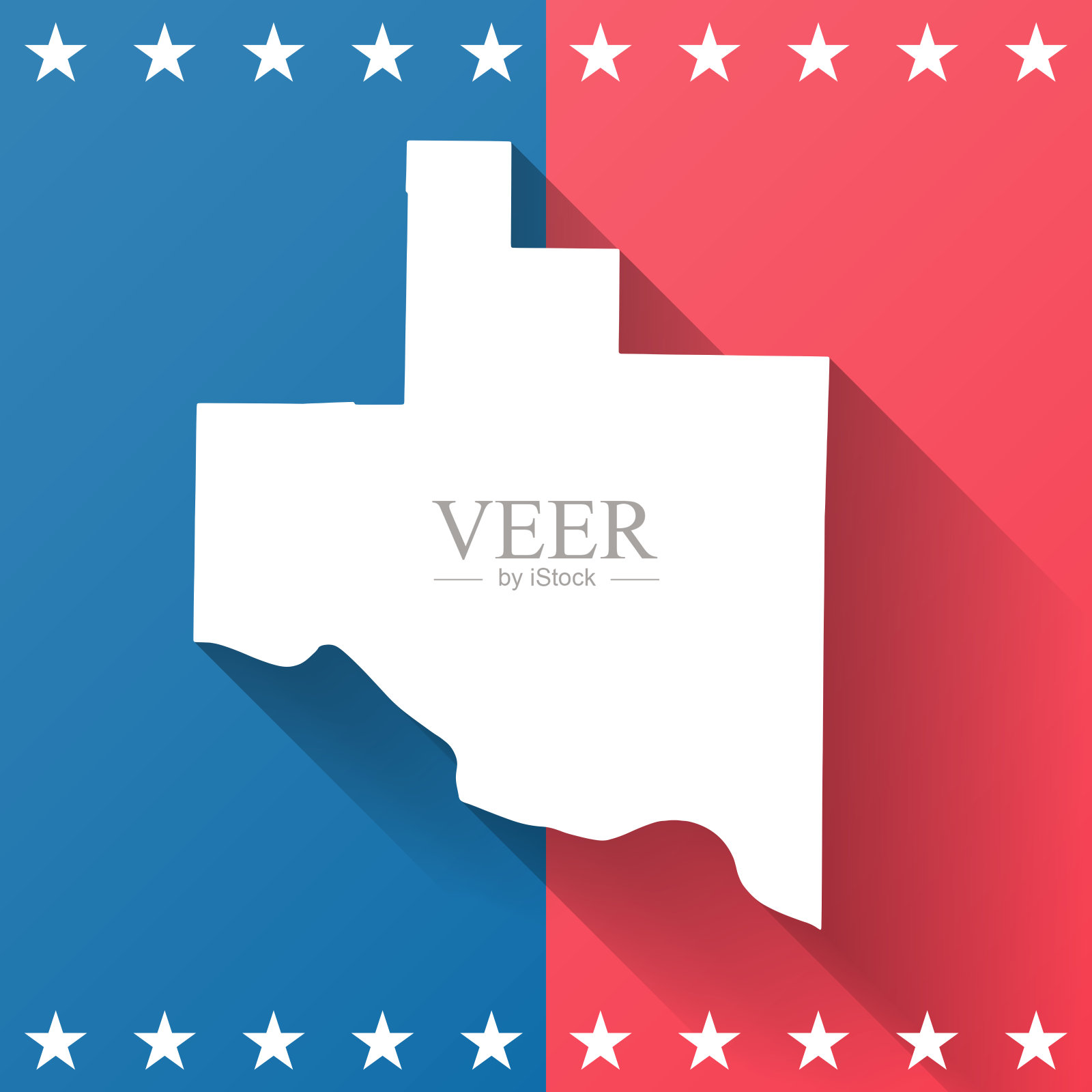 密苏里州沃伦县。地图在蓝色和红色的背景插画图片素材