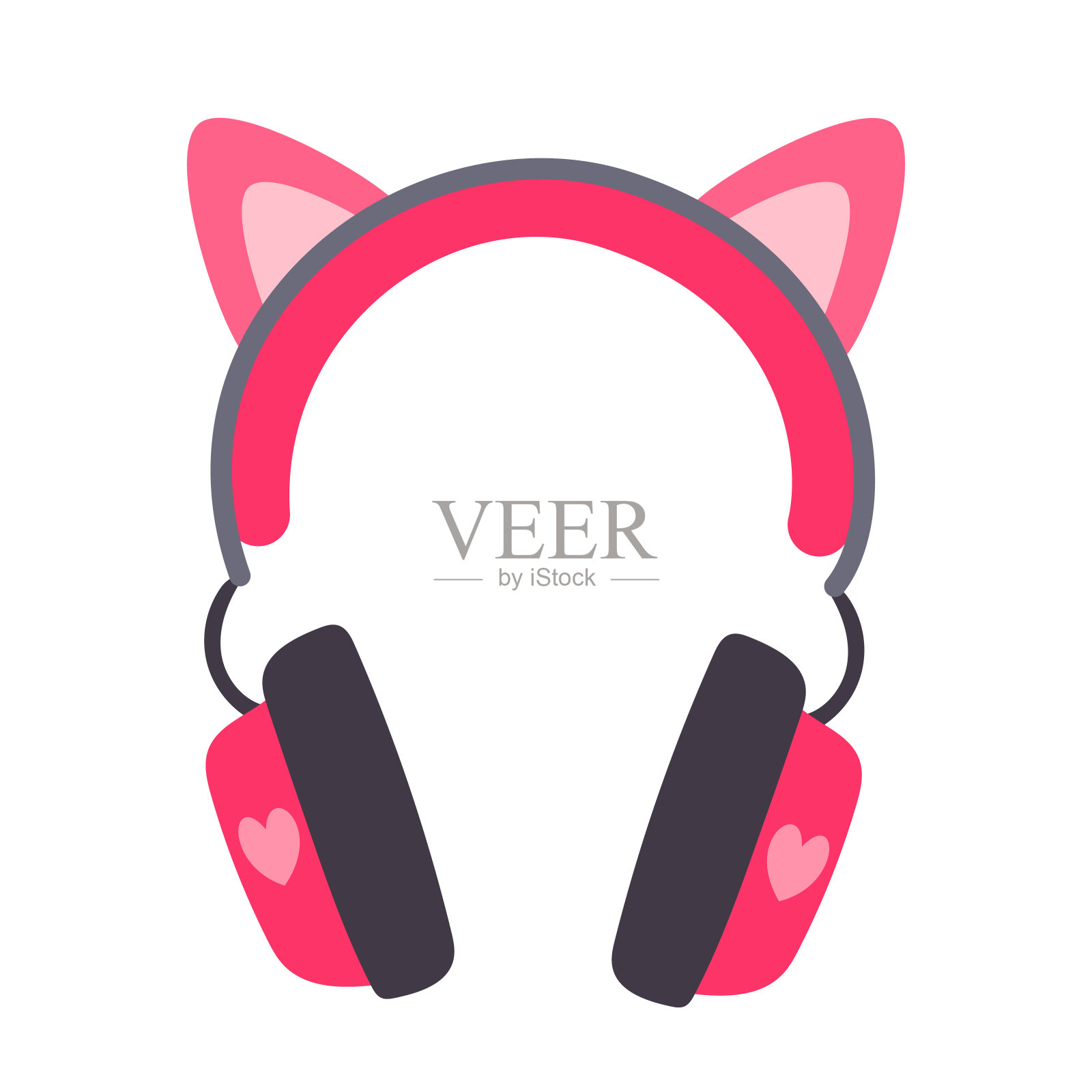 少女粉色游戏耳机插画图片素材