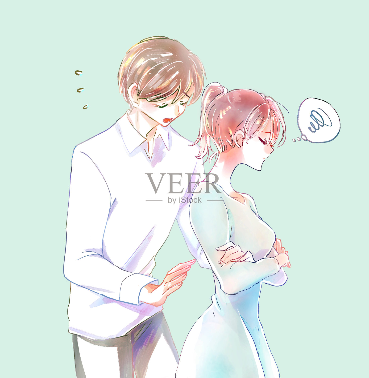 把女人和不靠谱的男人搞混了插画图片素材