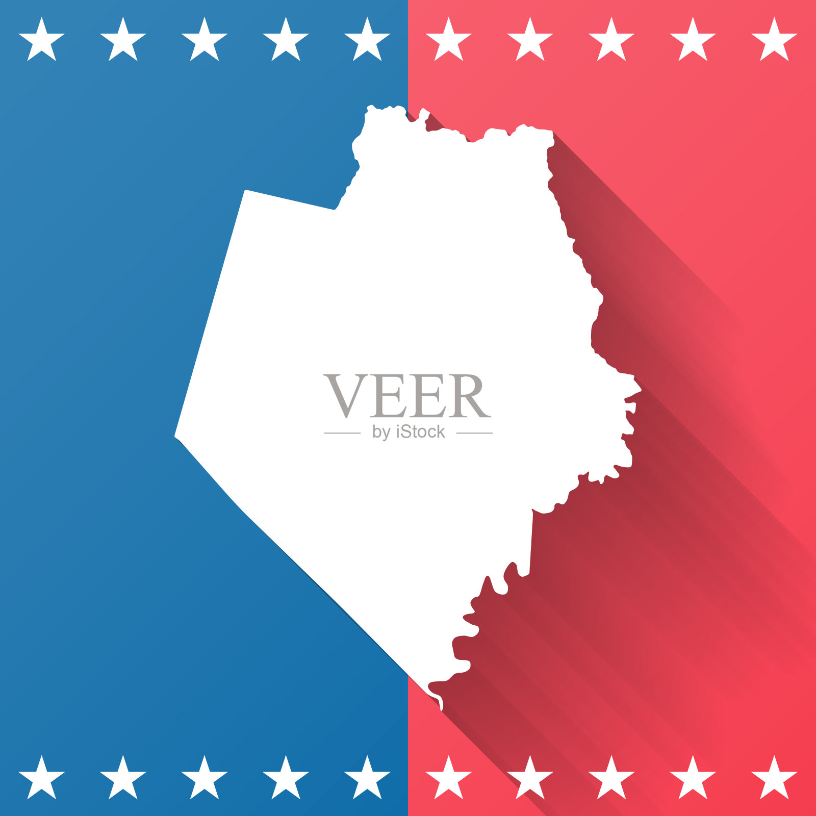 洛克卡斯尔县，肯塔基州。地图在蓝色和红色的背景插画图片素材