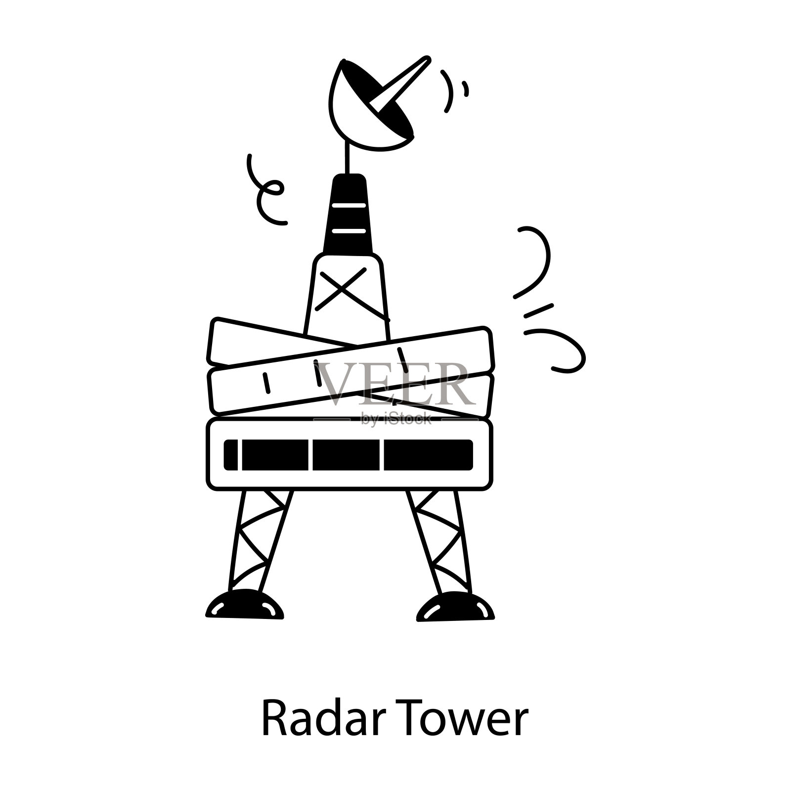 雷达塔插画图片素材