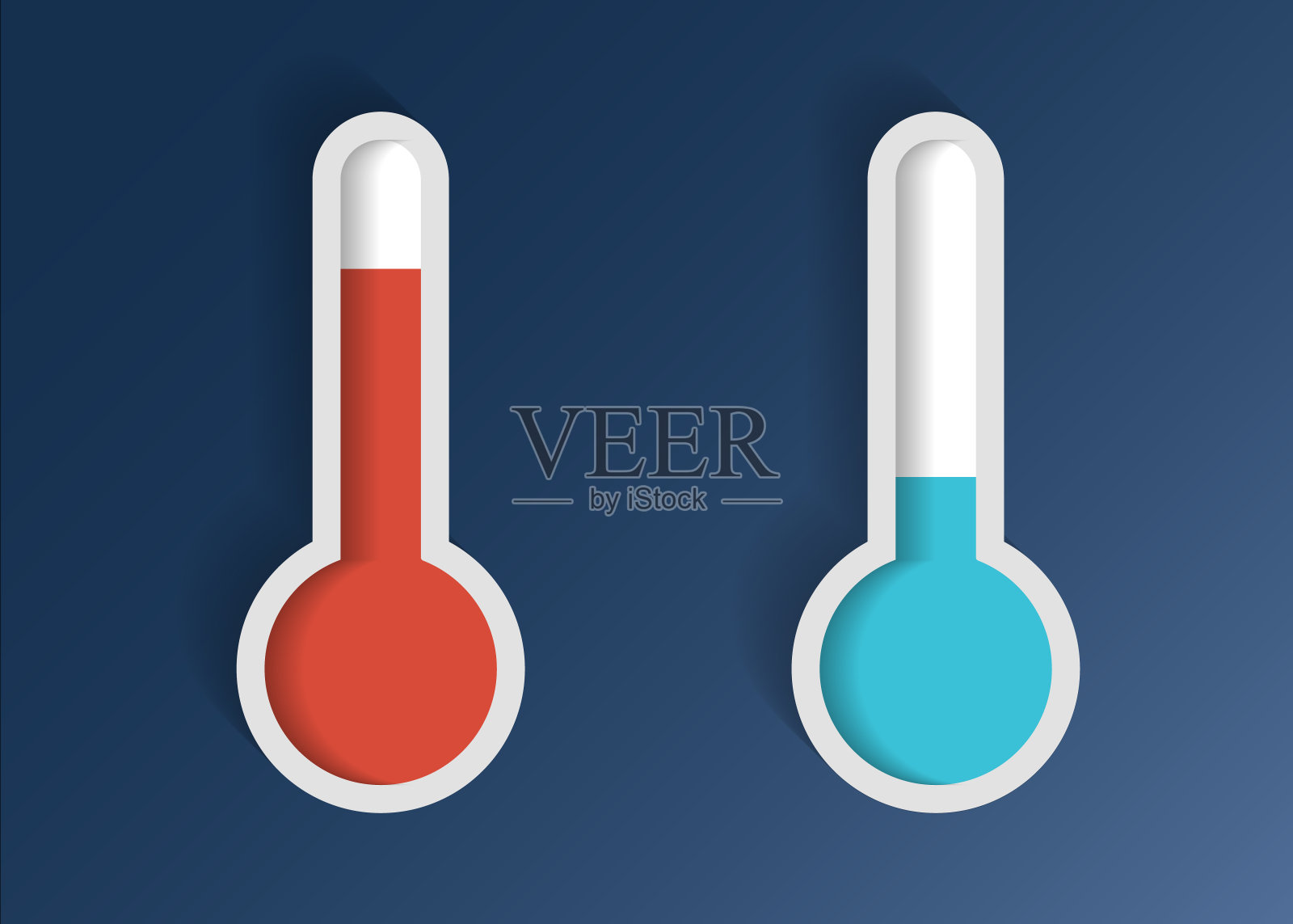 蓝天上温度计的剪纸气象元件插画图片素材