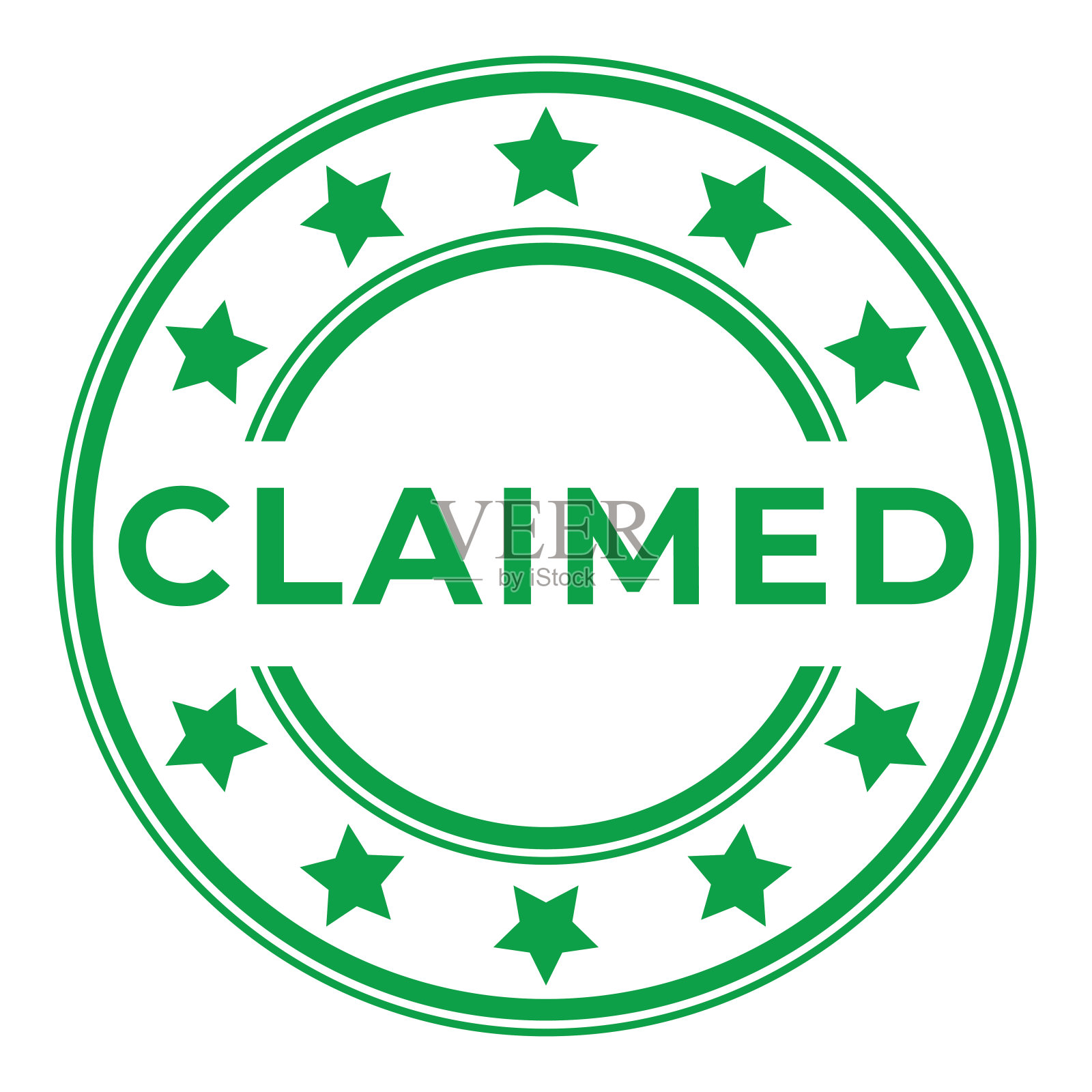 绿色声称孤立圆形邮票，贴纸，标志与星星矢量插图插画图片素材