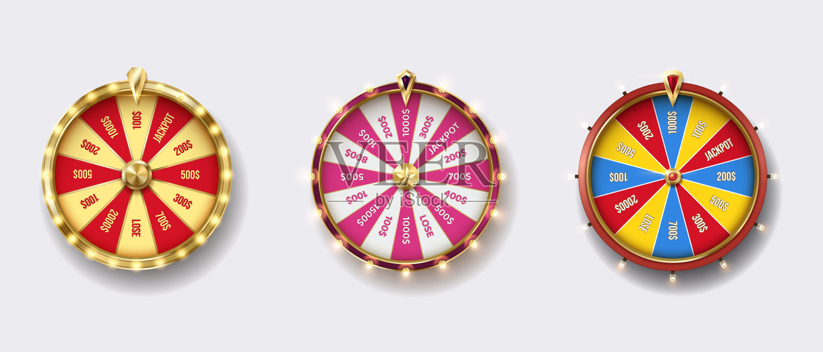 财富车轮彩色现实矢量插图集插画图片素材