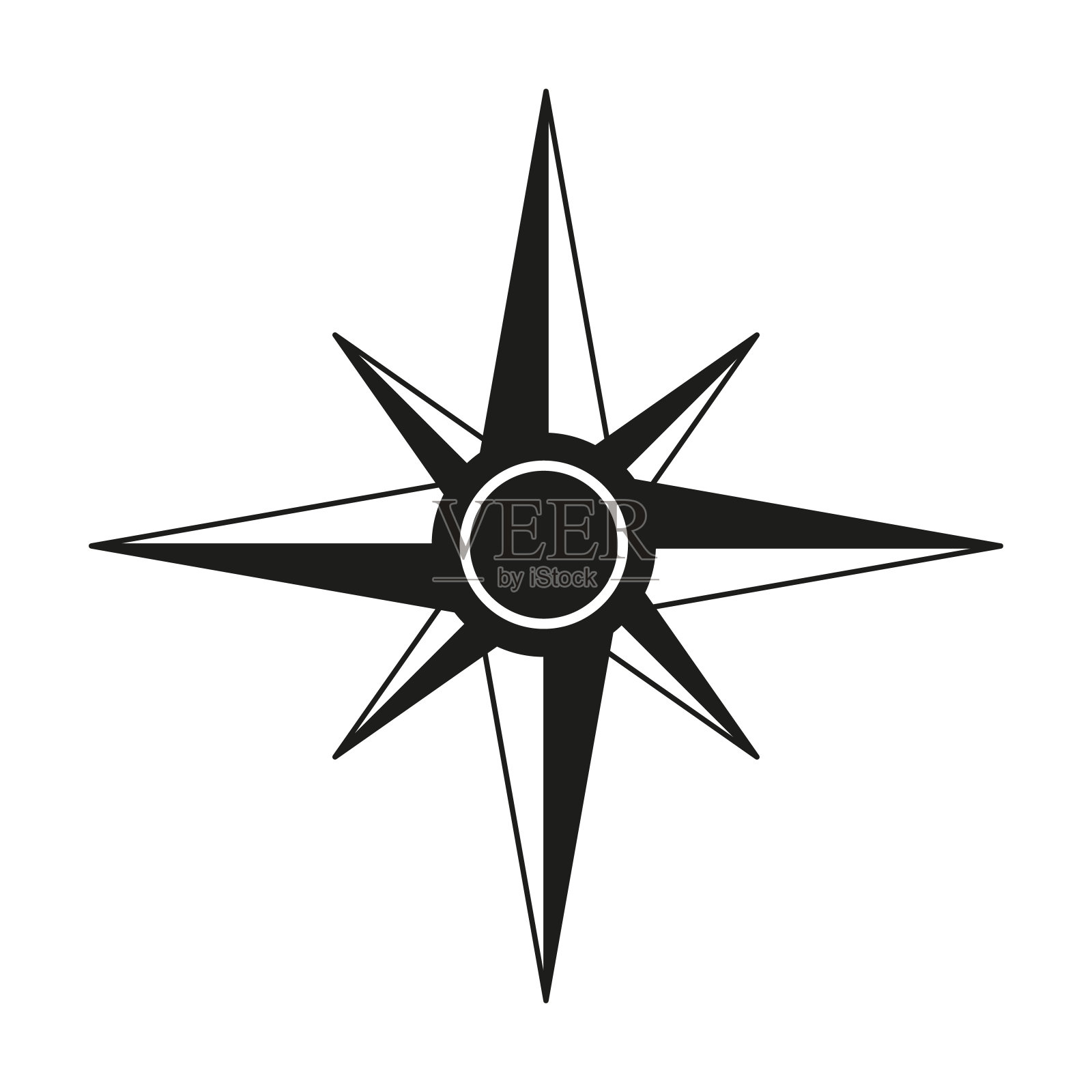 罗盘图标。导航信号。轮廓的风格。插画图片素材