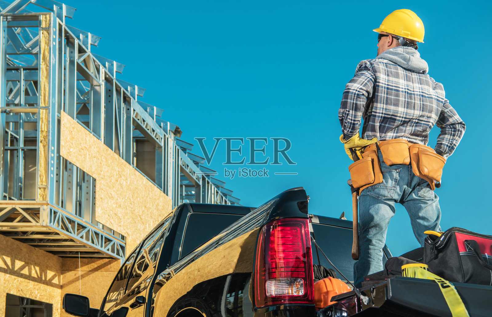 建筑工地的专业承建商工人照片摄影图片