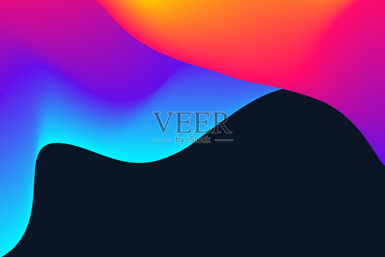 黑色背景上的霓虹火焰波插画图片素材