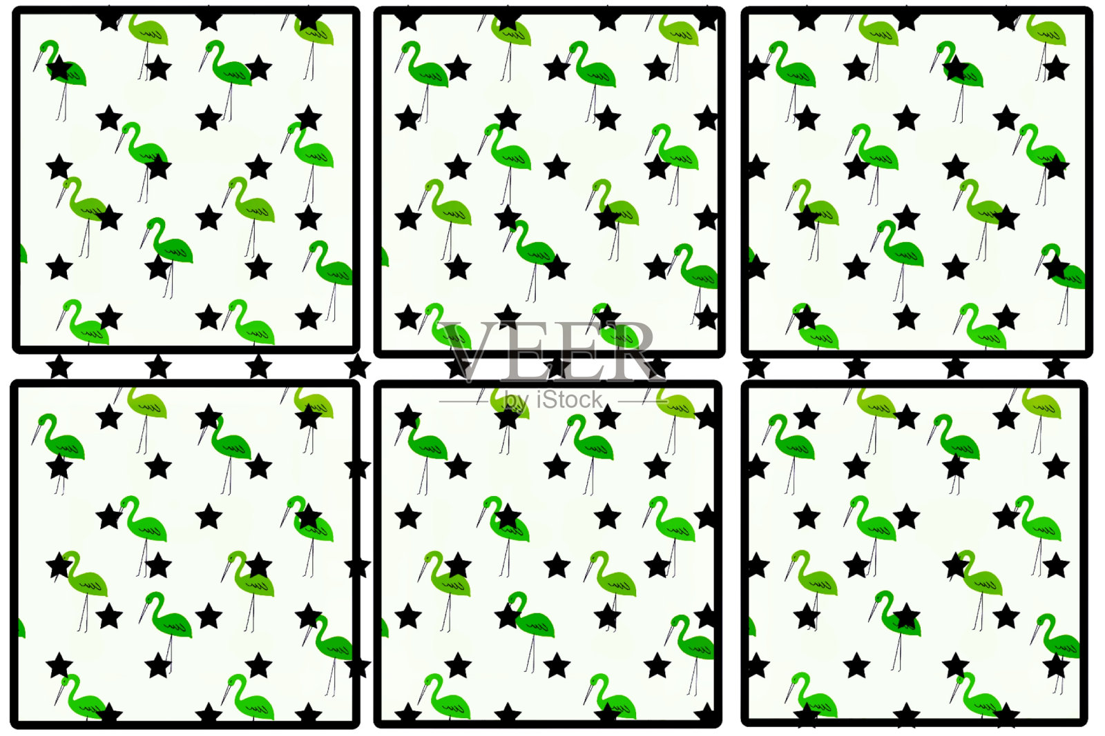 浅绿色背景上的火烈鸟插画图片素材