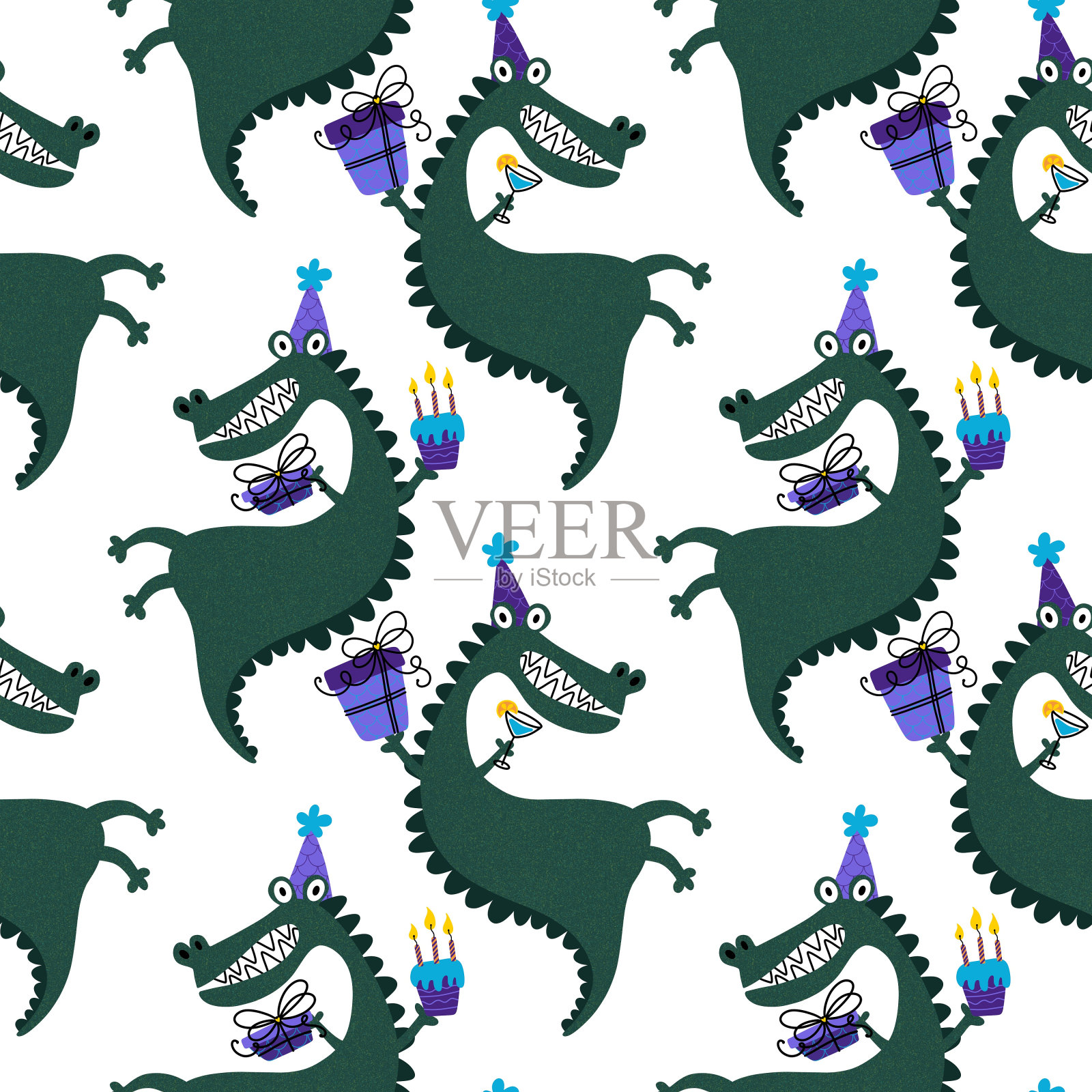 夏季印花无缝动物图案包装纸和织物和亚麻布插画图片素材