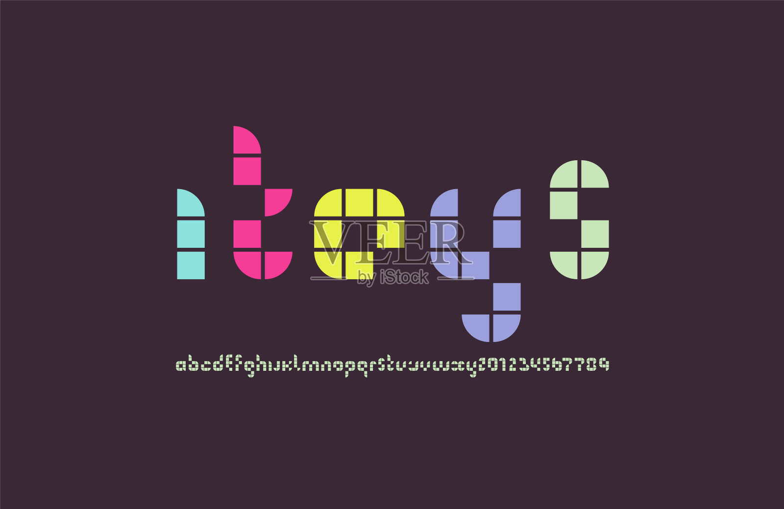 马赛克字体，像素字母插画图片素材