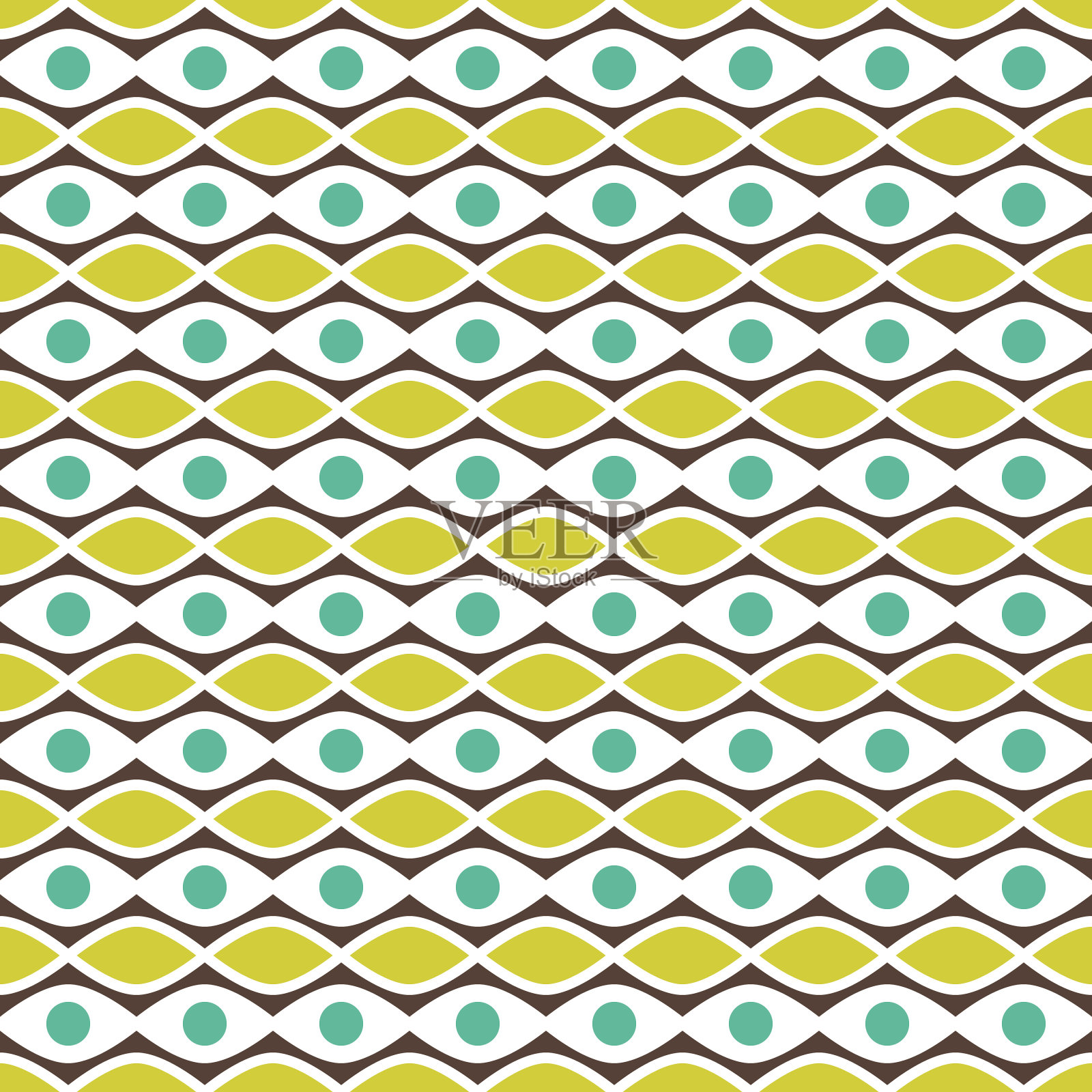 复古花，中世纪现代花在橙色，黄色，棕色。用于家居装饰，墙纸，织物和纺织品。无缝矢量图案，20世纪70年代mod风格插画图片素材