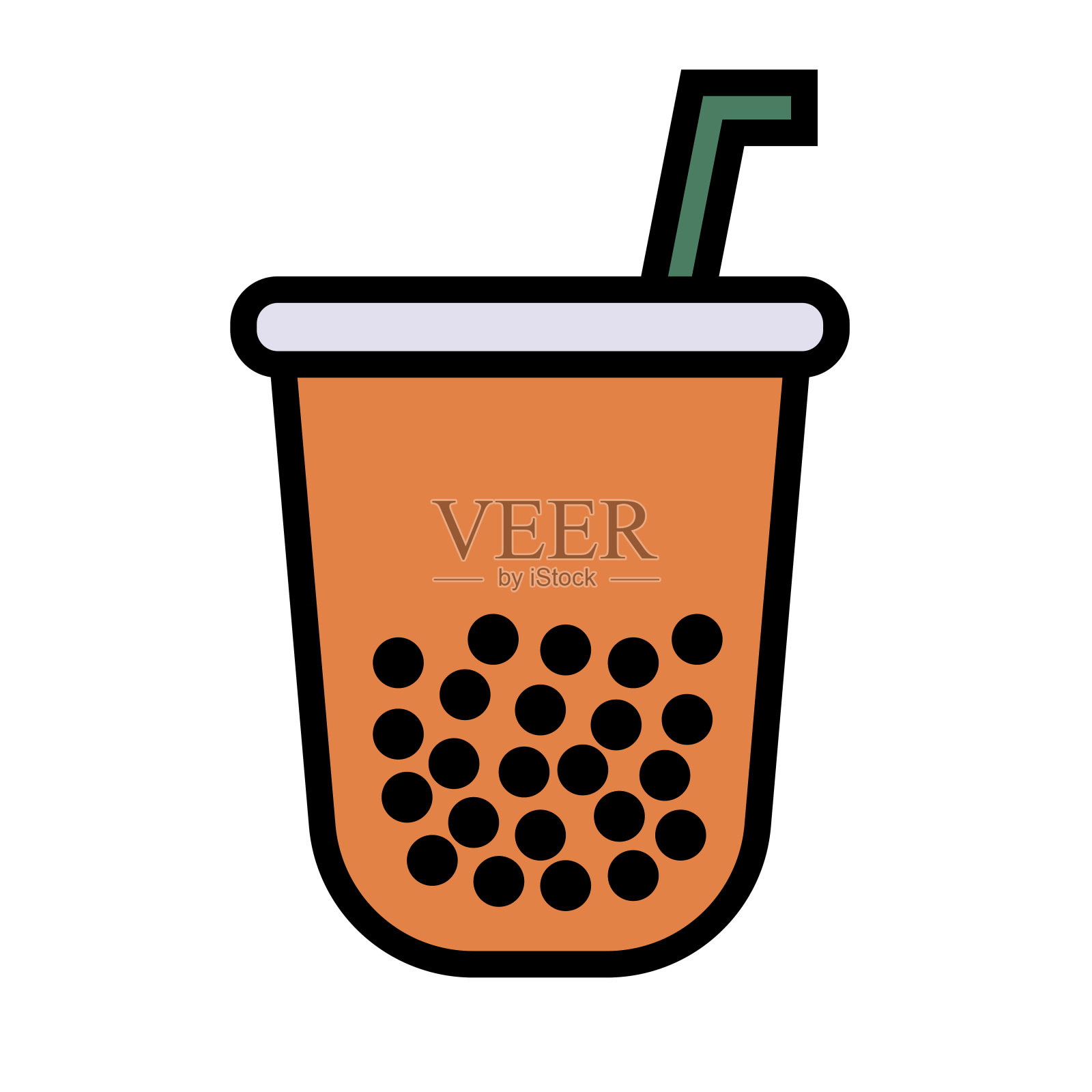 珍珠奶茶图标。珍珠奶茶图标。波巴茶图标。向量。插画图片素材