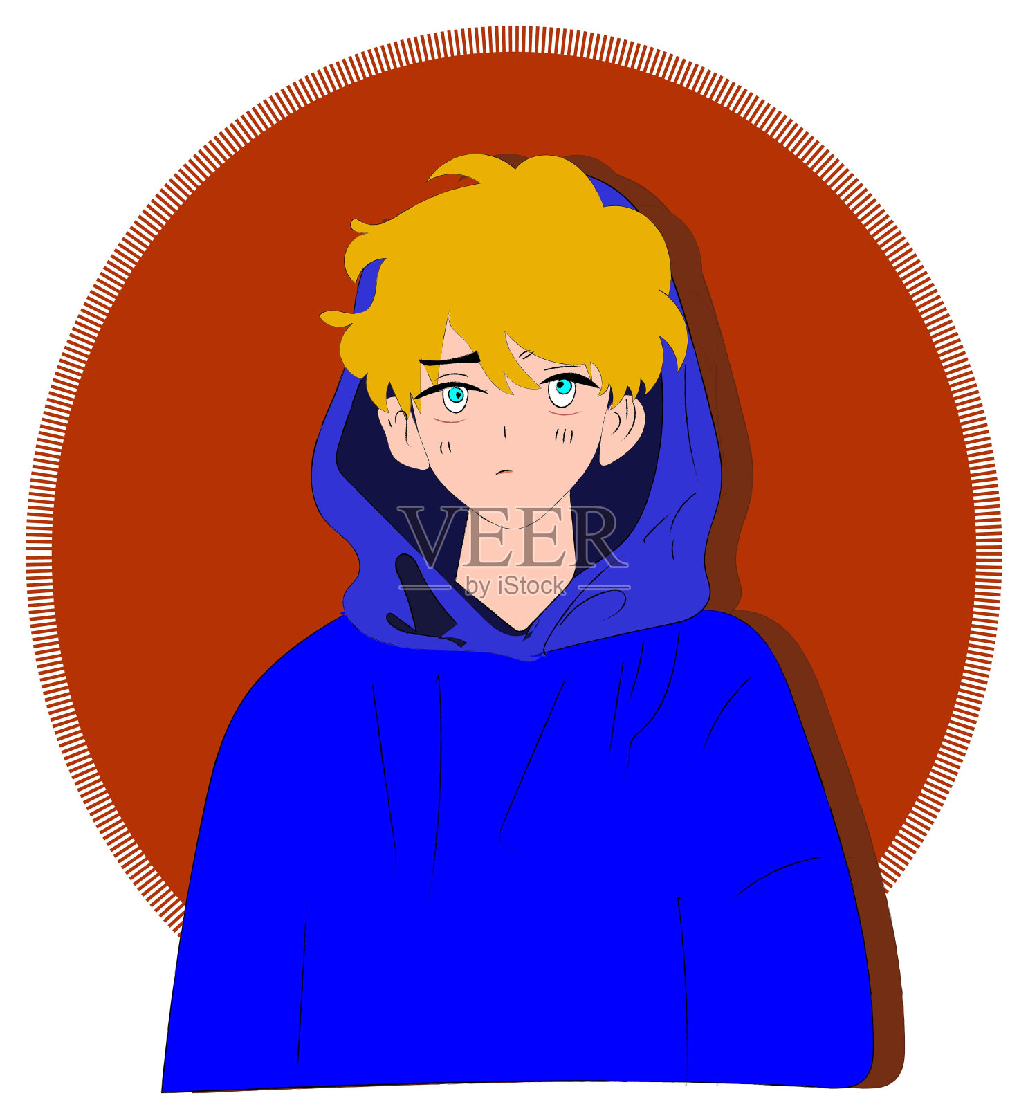 很酷的小男孩。帅哥矢量头像艺术品。矢量插图与一个年轻的酷男孩的形象插画图片素材