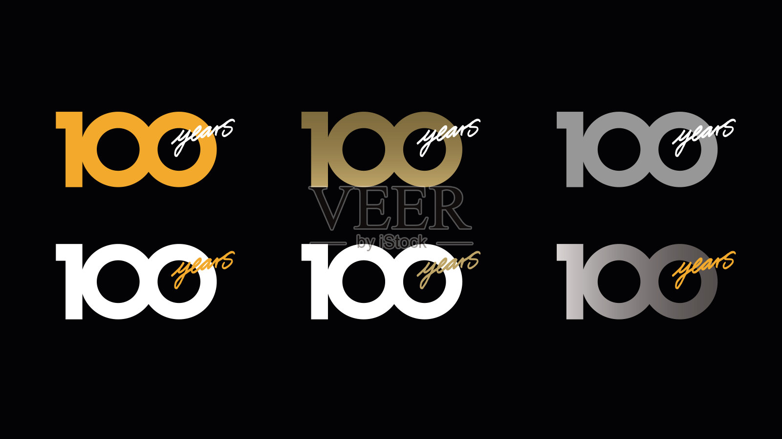 一个周年标志模板设计，周年纪念符号，生日庆祝贺卡标志，标签和数字100的符号的矢量插图-股票图形插画图片素材