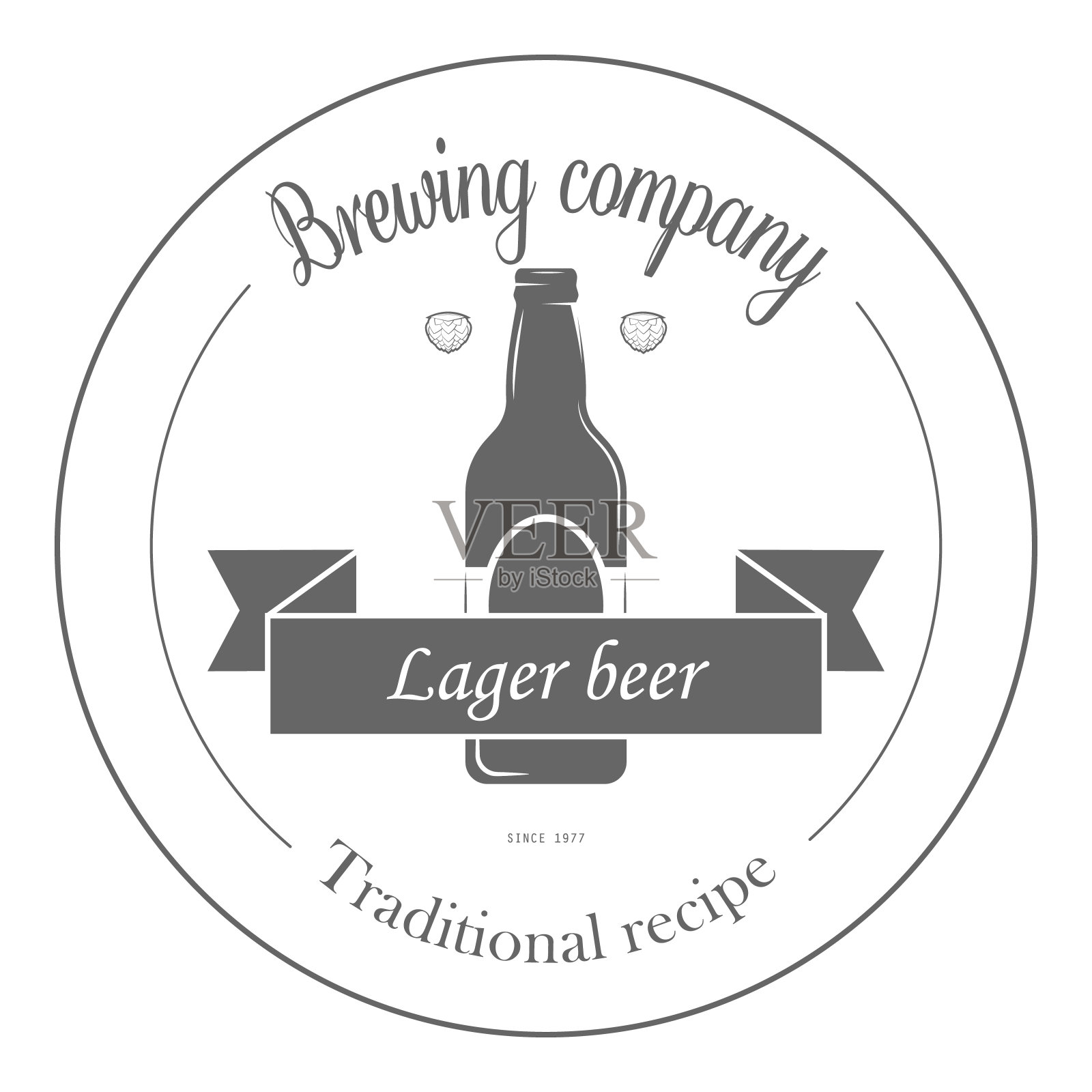 一套双色啤酒工艺徽章…项目3插画图片素材