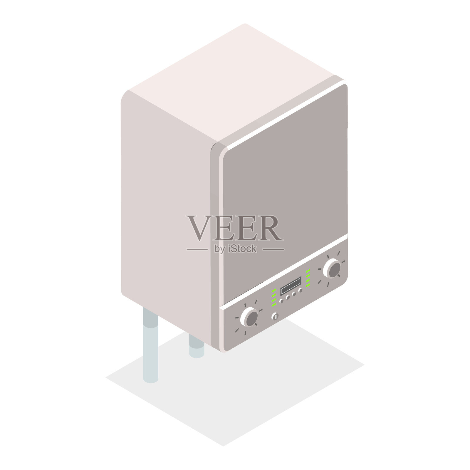 暖通空调系统的三维等距平面矢量图。8项插画图片素材