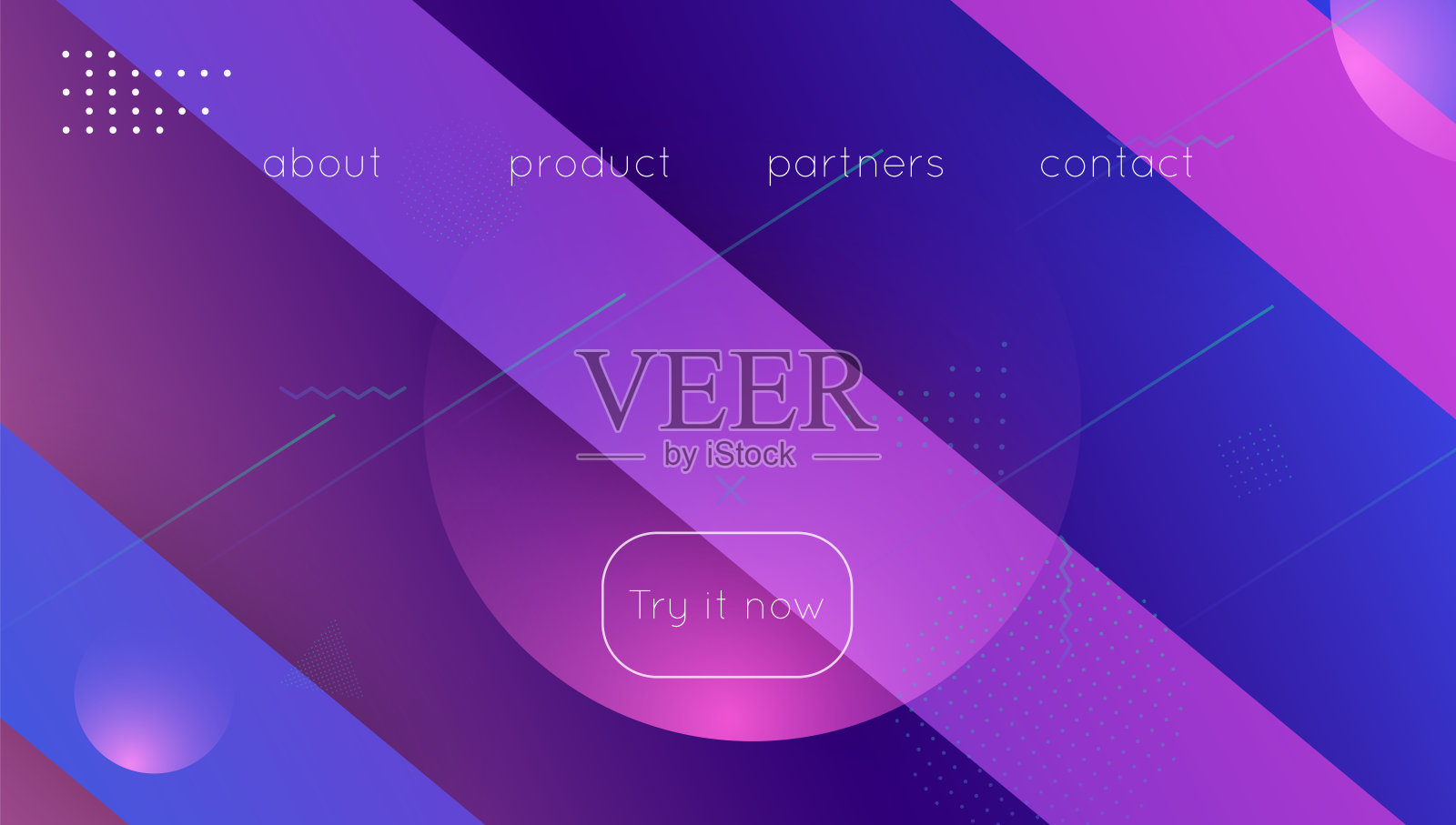 音乐背景。波浪夏旗。蓝色现代插图。抽象的形状。霓虹灯水平构图。几何图形页面。房屋登陆页。紫色音乐背景插画图片素材