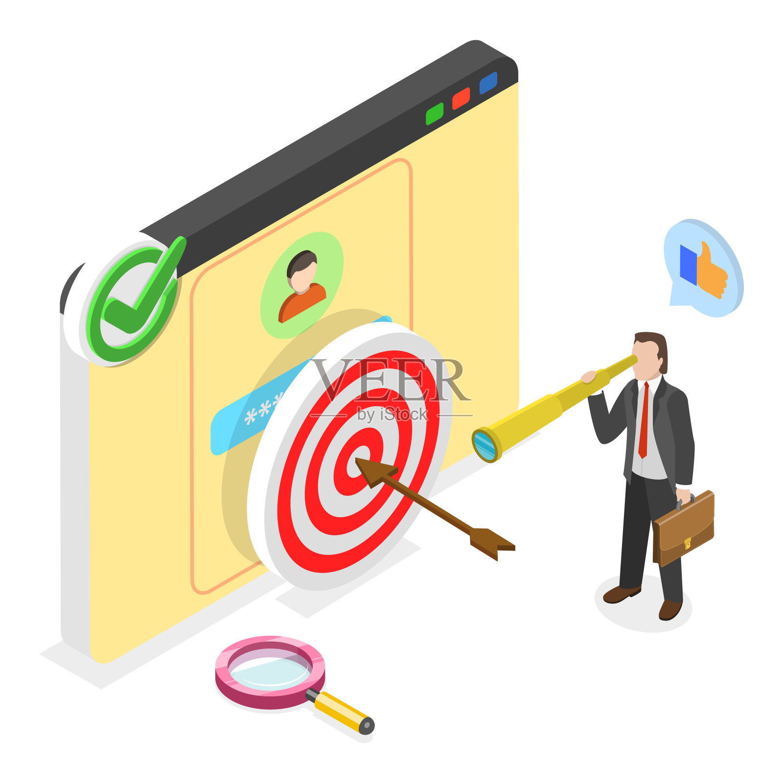 个人发展的三维等距平面矢量插图。第二项插画图片素材