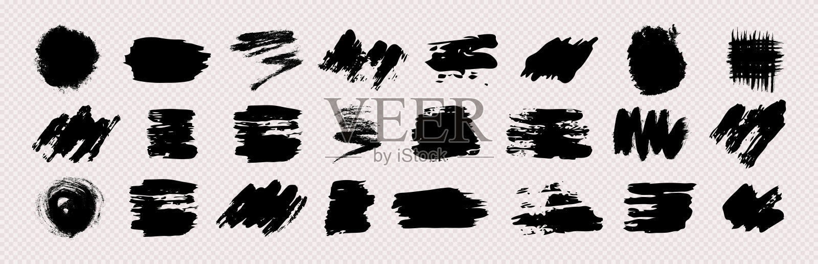 一套黑色的垃圾画笔笔触插画图片素材