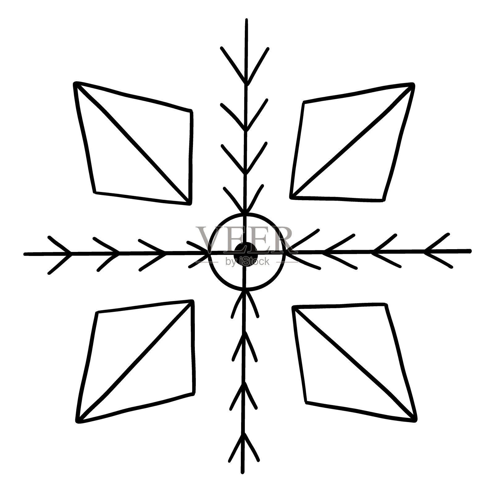 线条风格带有柏柏尔符号的民族图案插画图片素材