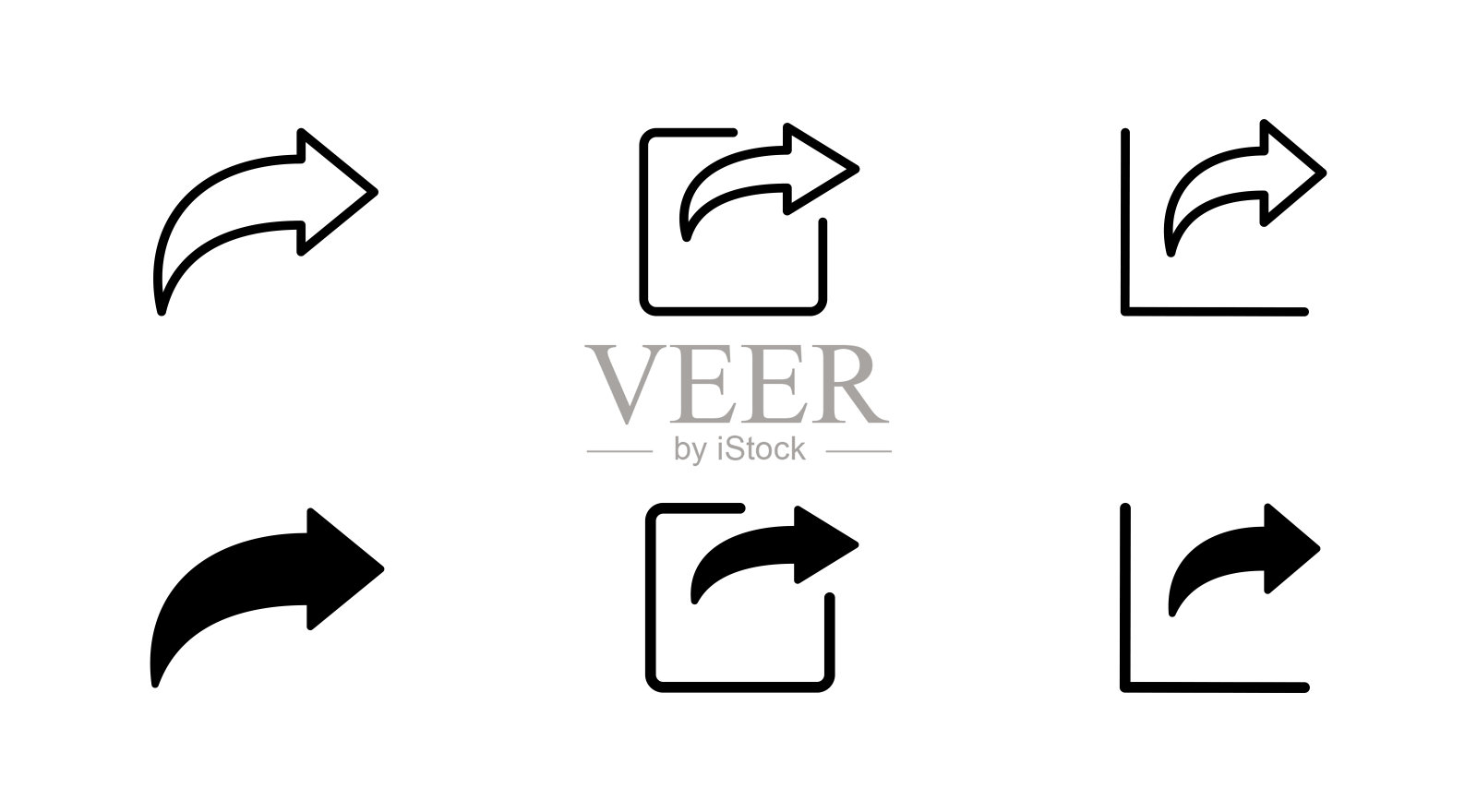 共享按钮矢量图标。发布按钮。社交媒体界面符号。链接箭头插图的网页和应用程序。插画图片素材